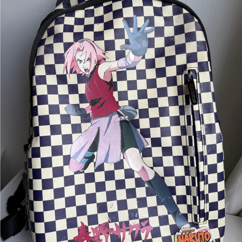 Anime Character Checkered Backpack